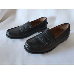 Cole Haan Grand OS Pinch Hand Sewn Black Leather Penny Loafers, Size 9.5M